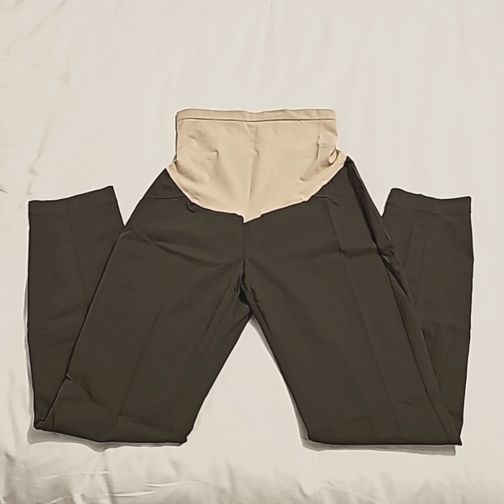 Motherhood Maternity Olive Green Skinny Ponte Pants with Belly Panel Size Medium